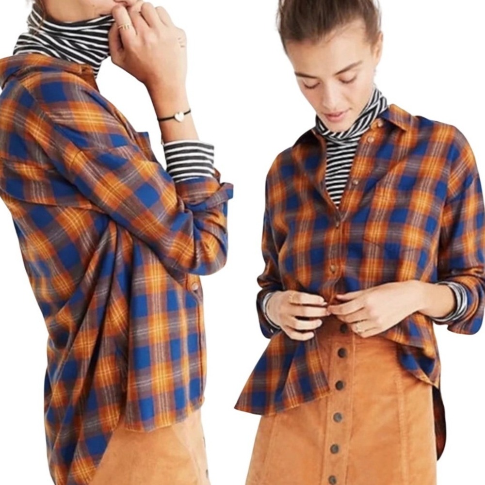Madewell Westward Arden‎ Plaid Flannel Shirt Button Down Women's Small Cabincore